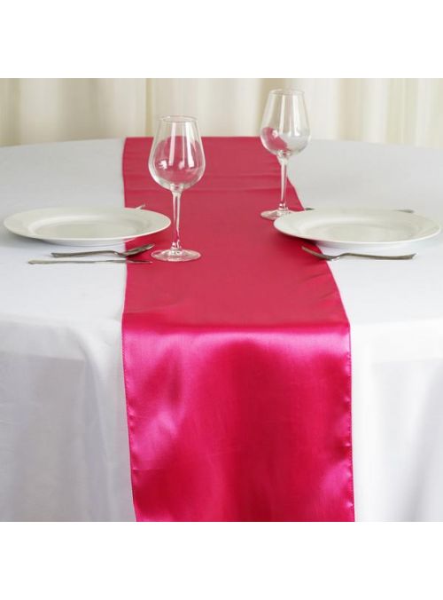 Pink Satin Runner Wedding Banquet Party Hall Table Runner 