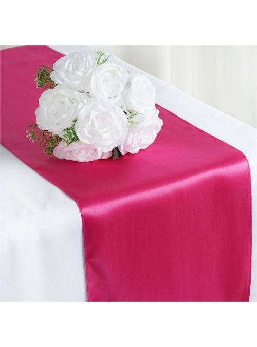 Pink Satin Runner Wedding Banquet Party Hall Table Runner 