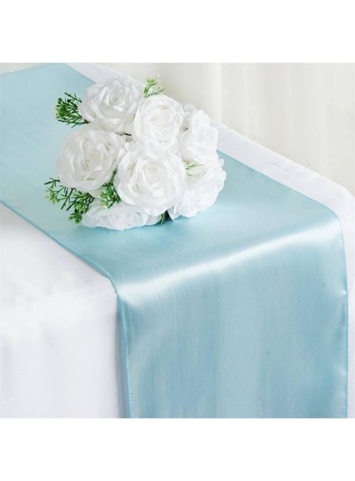Pastel Blue Satin Home Kitchen Banquet Table Decorations Table Runner 12”x108”