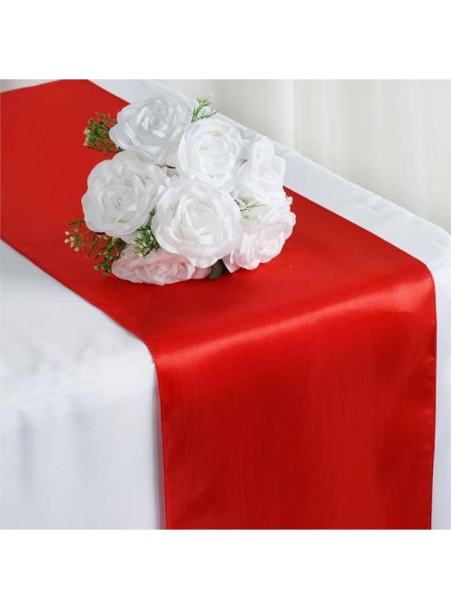 Red Solid Satin Table Cloth Rectangle Dining Decor Table Runner