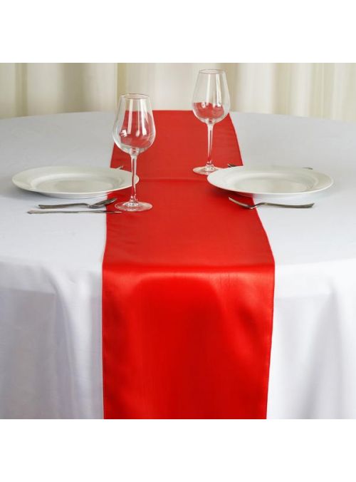Red Solid Satin Table Cloth Rectangle Dining Decor Table Runner