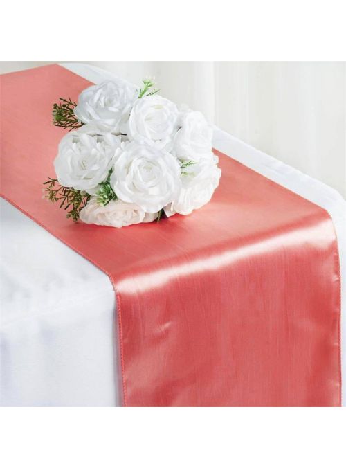 Sugar Coral Solid Satin Table Cloth Rectangle Dining Decor Table Runner