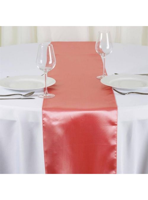 Sugar Coral Solid Satin Table Cloth Rectangle Dining Decor Table Runner