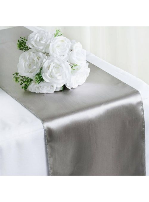 Silver Gray Solid Satin Table Cloth Rectangle Dining Decor Table Runner