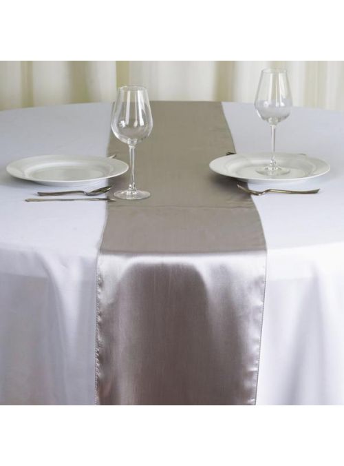 Silver Gray Solid Satin Table Cloth Rectangle Dining Decor Table Runner