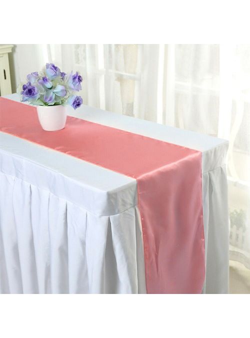 Strawberry Pink Wedding Home Party Decor Satin Table Runner Rectangle Tablecloth 12”x108”