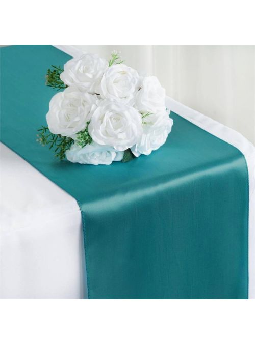Teal Satin Home Kitchen Banquet Table Decorations Table Runner 12”x108”