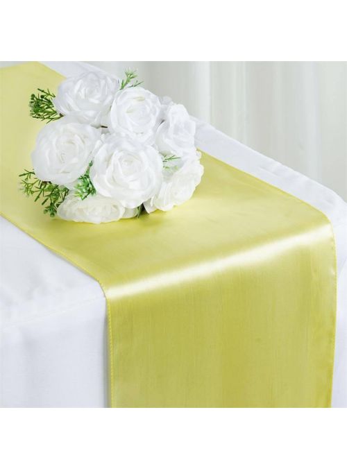 Flax Yellow Silk Satin Dining Table Runner for Wedding Party Christmas Decor Table Cloth
