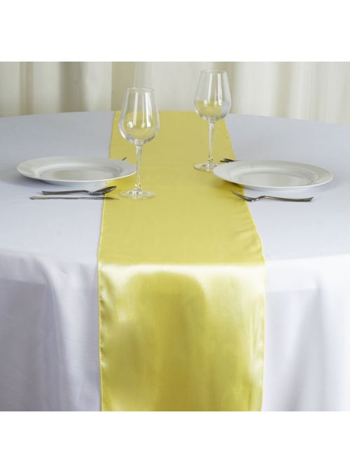 Flax Yellow Silk Satin Dining Table Runner for Wedding Party Christmas Decor Table Cloth