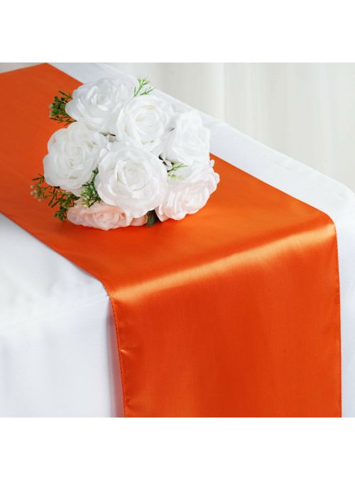 Golden Poppy Orange Silk Satin Dining Table Runner for Wedding Party Christmas Decor Table Cloth