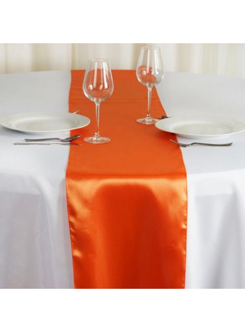 Golden Poppy Orange Silk Satin Dining Table Runner for Wedding Party Christmas Decor Table Cloth