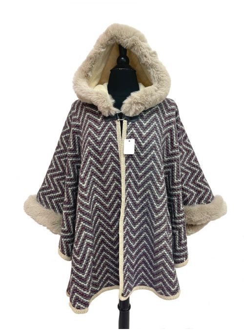 Women Acrylic Winter Coat Hooded Poncho Cape Jacket
