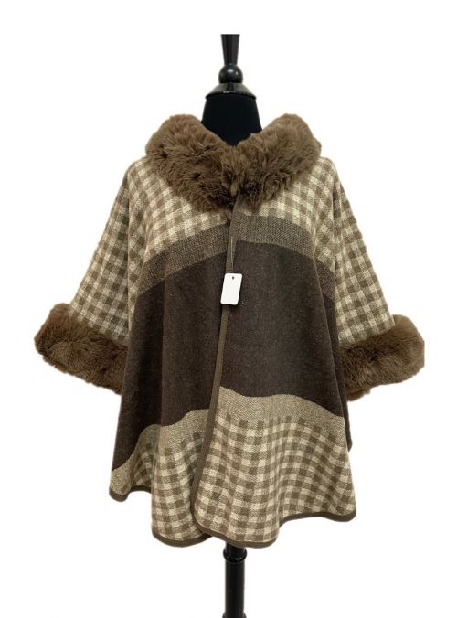 Women Acrylic Geometric Pattern One Size Winter Poncho Capes