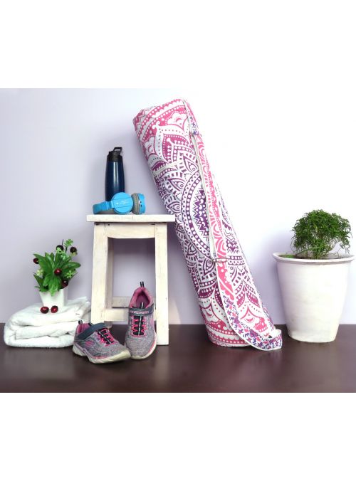Handmade Ombre Mandala Yoga Mat Bag Cotton Printed Mat Carrying Bag with Shoulder Strap