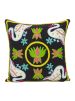 Lotus Embroidered Cotton Square Throw Pillow Covers 18”