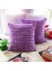 Purple Polydupion Polka Dot Lace Square Cushion Cover