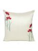 Handmade Beige Floral Polydupion Cushion Cover