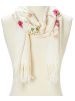 White Fashion Acrylic Floral Embroidered Cozy Women Scarf