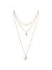 Triple Strand Layered Chain Statement Necklace with Star Pendant for Women