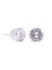 Silver Cubic Zirconia Stud Earrings for Womens Size 7mm