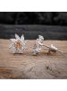 Women CZ White Cubic Zirconia Floral Shape Stud Earrings Jewelry for Gift