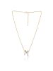 Women Alphabet Cubic Zirconia White Stone Pendant Chain Necklace Jewelry