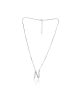 Women Alphabet Cubic Zirconia Round Stone Pendant Chain Necklace