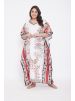 Women Floral Pattern Polyester Kimono Maxi Caftan
