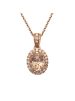 14K Rose Gold Pink Oval Cut Morganite Diamond Halo Pendant For Women
