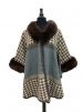 Women Acrylic Geometric Pattern One Size Winter Poncho Capes